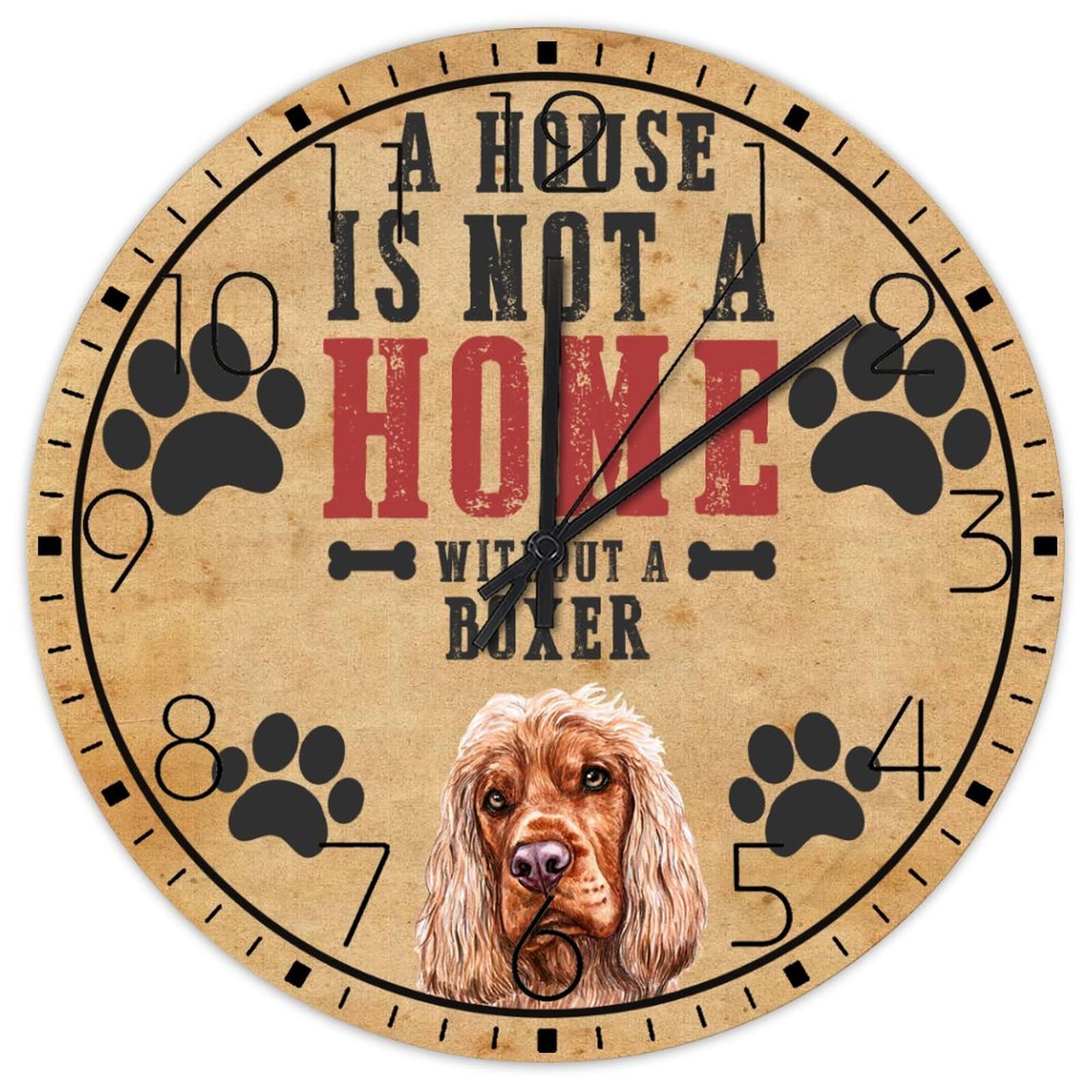 Horloge murale amoureux des chiens en bois suspendre sans tic-tac