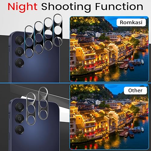 Miniatura 5 de NBiefuny Paquete de 4 protectores de pantalla para Samsung Galaxy A15 5G con 4 protectores de lente de cámara, película de vidrio templado de