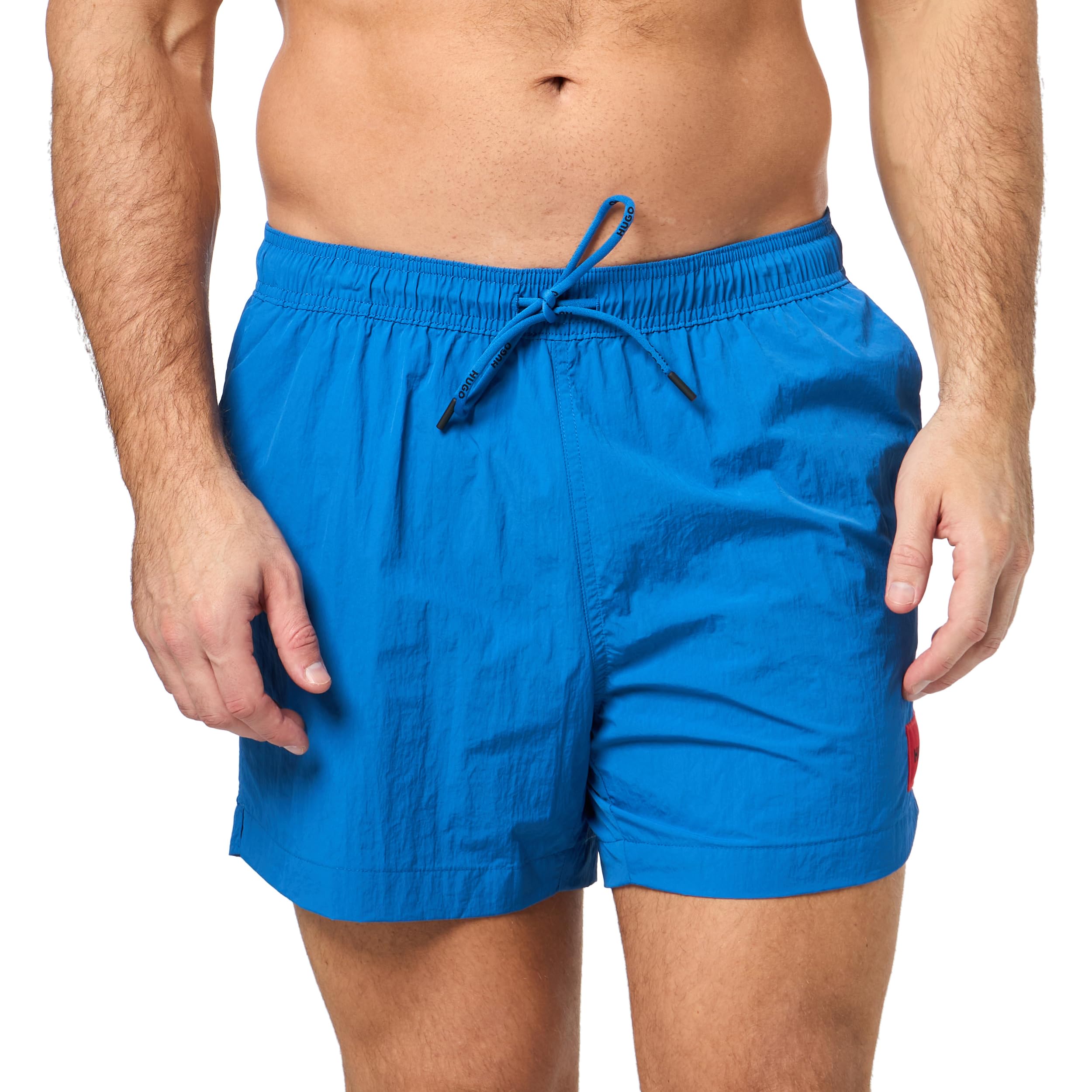HUGO Mens Dominica Patch Logo Quick Dry Swim Trunks
