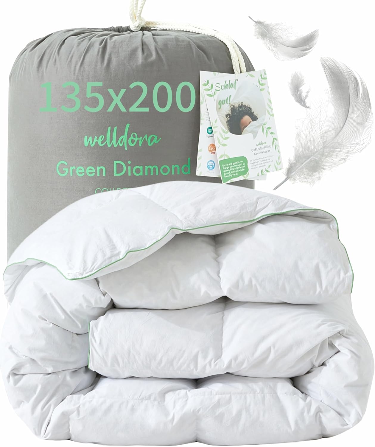 Welldora Comfort Duvet 135 x 200 cm, 100 Extra Soft Feathers and Down