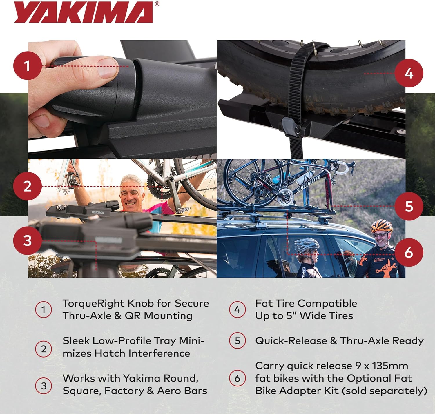 Yakima HighSpeed Premium Rooftop Fork Bike Mount with TorqueRight Knob, T Slot Crossbars, and Carry Quick Release for Sports and Outdoor Use, Black