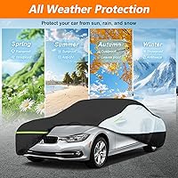 Vista 7 de Funda Universal para Sedán Compatible con Mercedes-Benz Clase C, BMW Serie 3, Audi A3, Impermeable para Todo Clima Resistente Anti-UV Resistente al