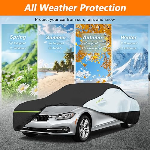 Miniatura 7 de Funda completa para automóvil sedán para todo tipo de clima, impermeable, resistente al viento, compatible con Mercedes-Benz Clase C, BMW-3