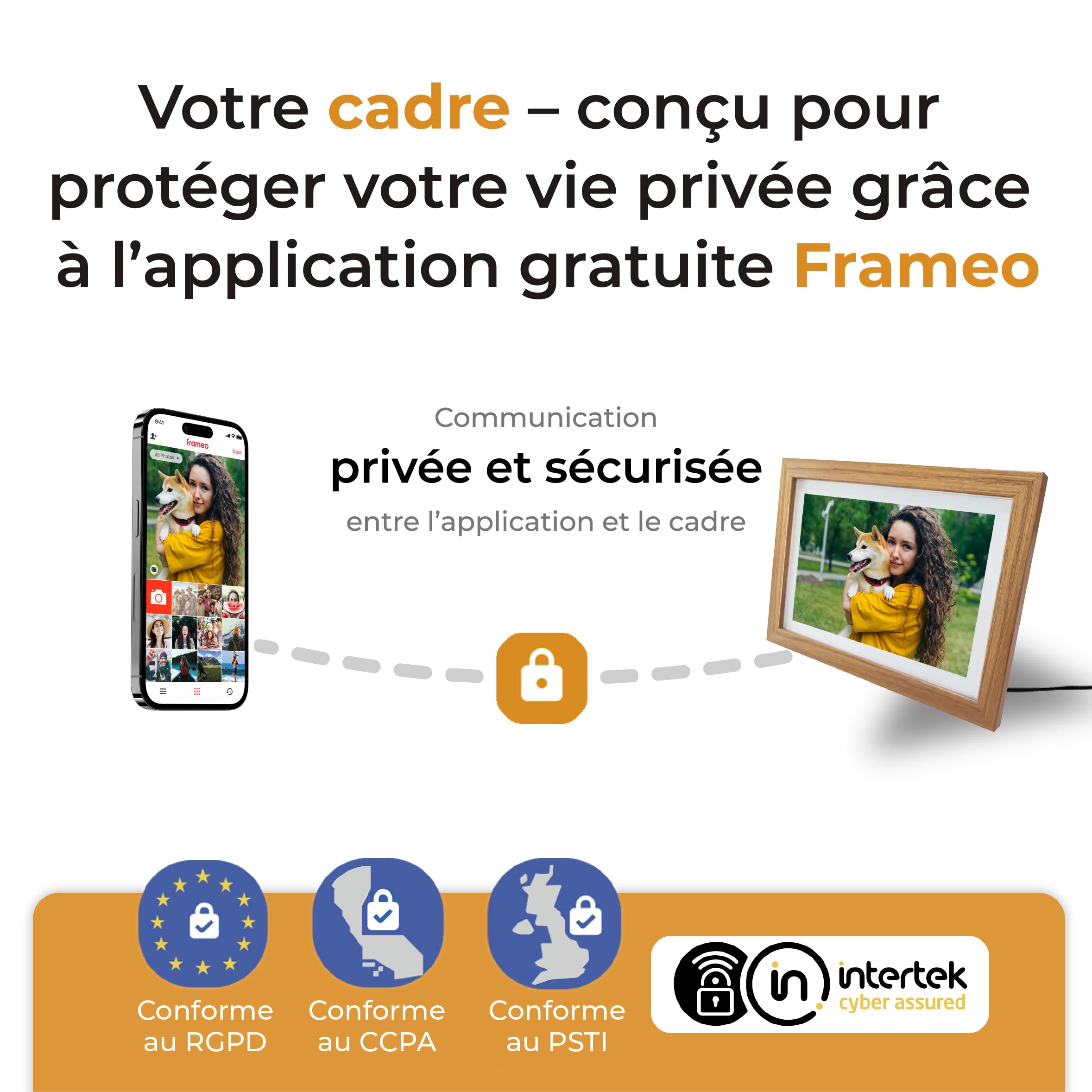 Denver PFF-1042LW Cadre Photo numérique Wi-FI FRAMEO 10,1 Pouces, écran Tactile IPS 1280 x 800, mémoire 16 Go, Application iOS/Android, Bois Clair