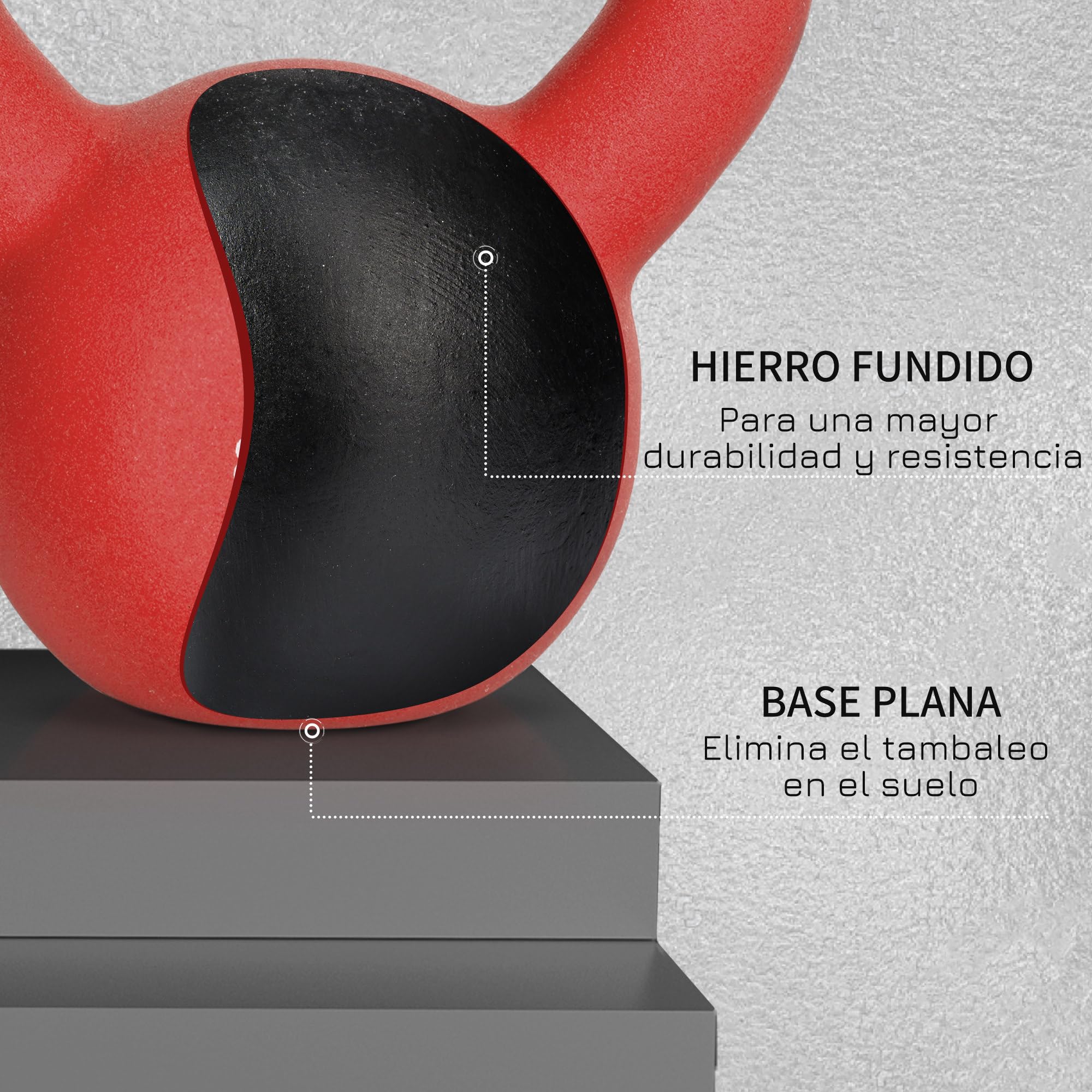 HOMCOM Pesa Rusa de Hierro Fundido 8/10/12 kg Kettlebell con Revestimiento de Neopreno Mancuernas de Bola para Entrenamiento de Fuerza en Gimnasio Casa