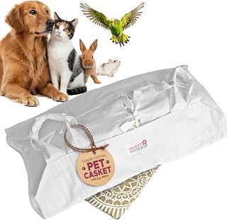 Cocoon® - Eco-Friendly Pet Burial & Cremation Ceremony Kit (Classic Cotton)- Casket for All Pets & Breeds - Dogs Cats Rabbits Birds & More (Choose Size & Color) (Medium, White/Natural)