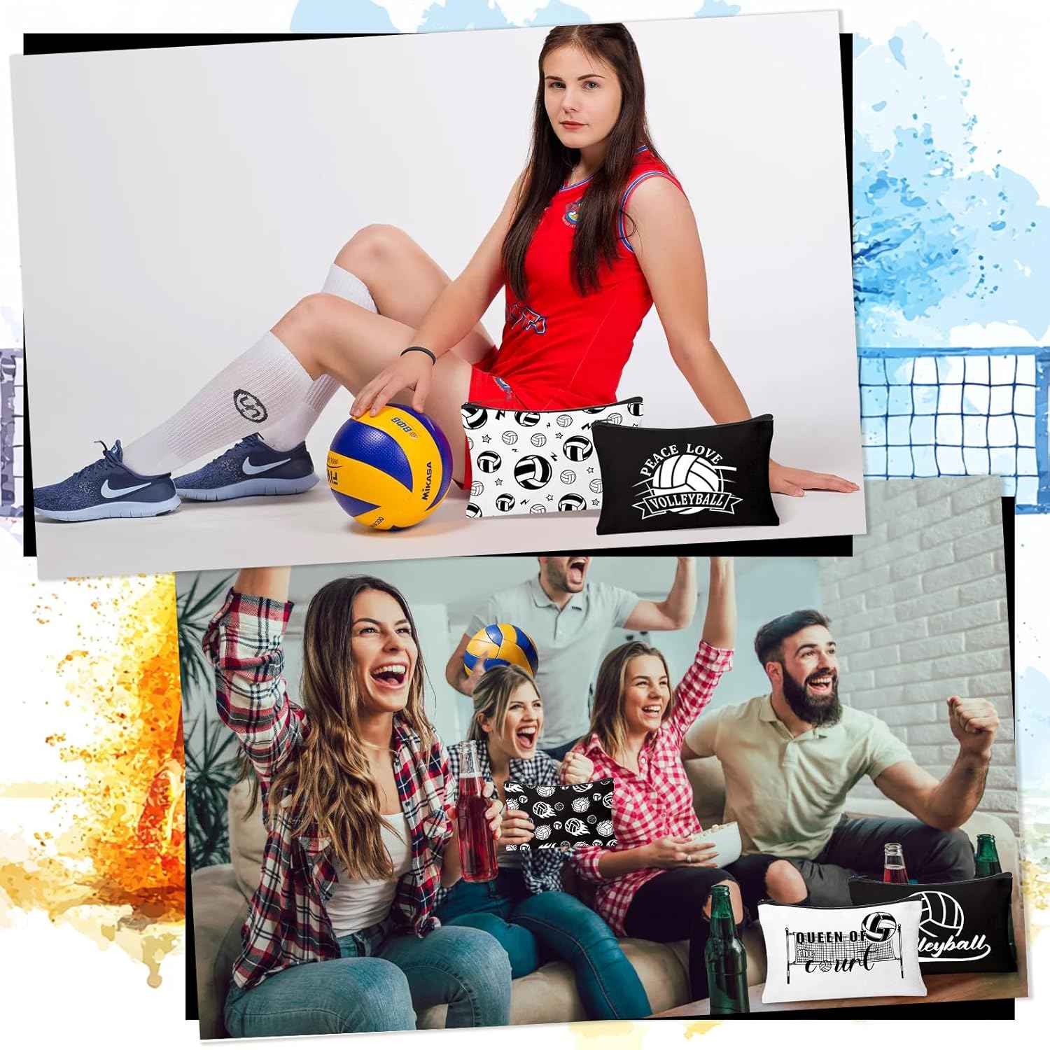 30Pcs Volleyball Makeup Bag Volleyball Cosmetic Bags Gift Accessories Canvas Travel Toiletry Pouch Birthday Valentine's Day Gifts for Women Players Lover - Image 6