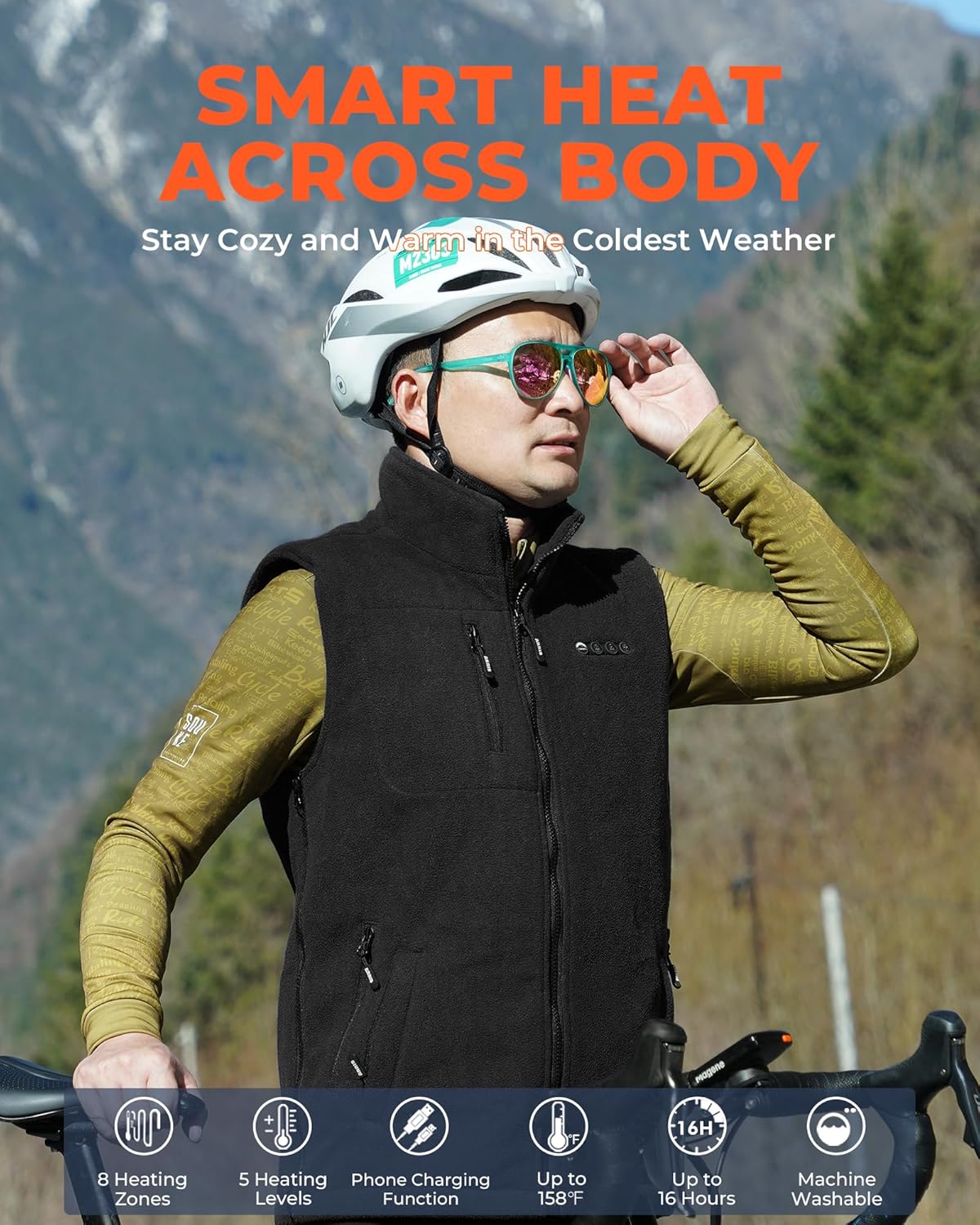 ARRIS Fleece Heated Vest for Men with Battery Pack Included, Size Adjustable 8 Heating Zones for Hunting - Image 6