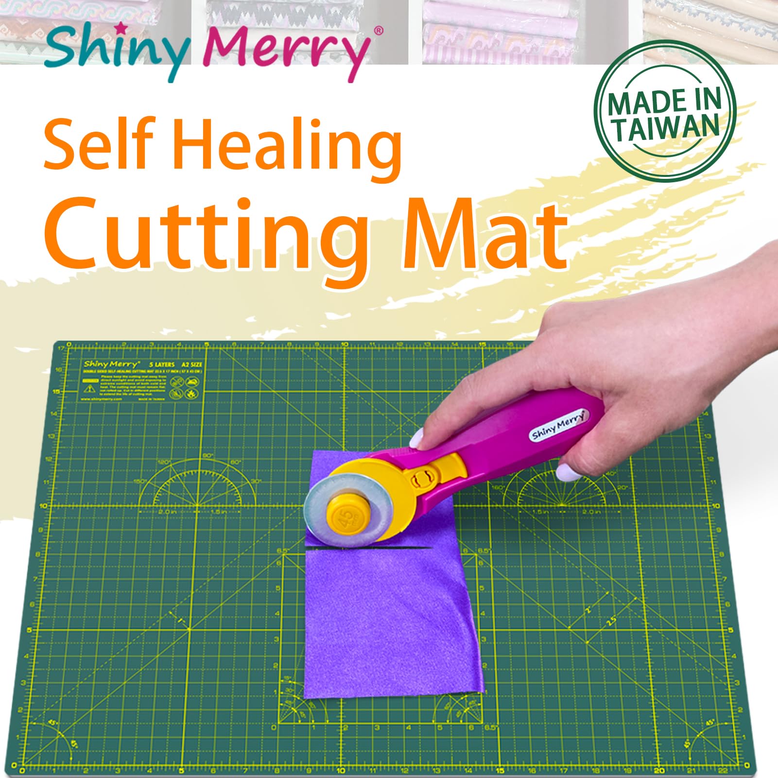 Shiny Merry Self Healing Cutting Mat A3 12"x18" - Double Sided 5-Ply Craft Mat for Sewing Quilting, Fabric, Scrapbooking - Green/Green - Image 3