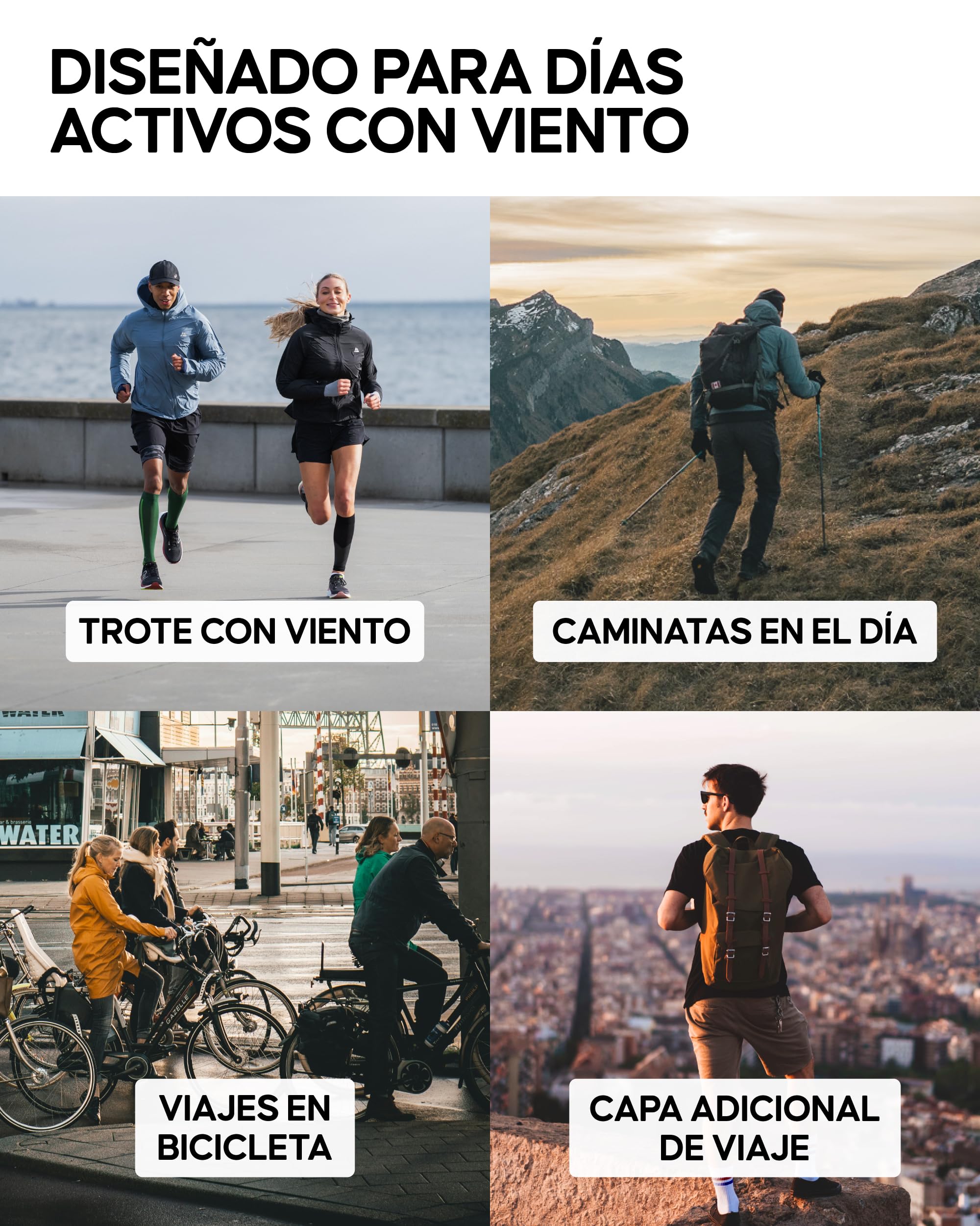 DANISH ENDURANCE Cortavientos Hombre Chaqueta Deportiva con Capucha Ajustable Puños Elásticos