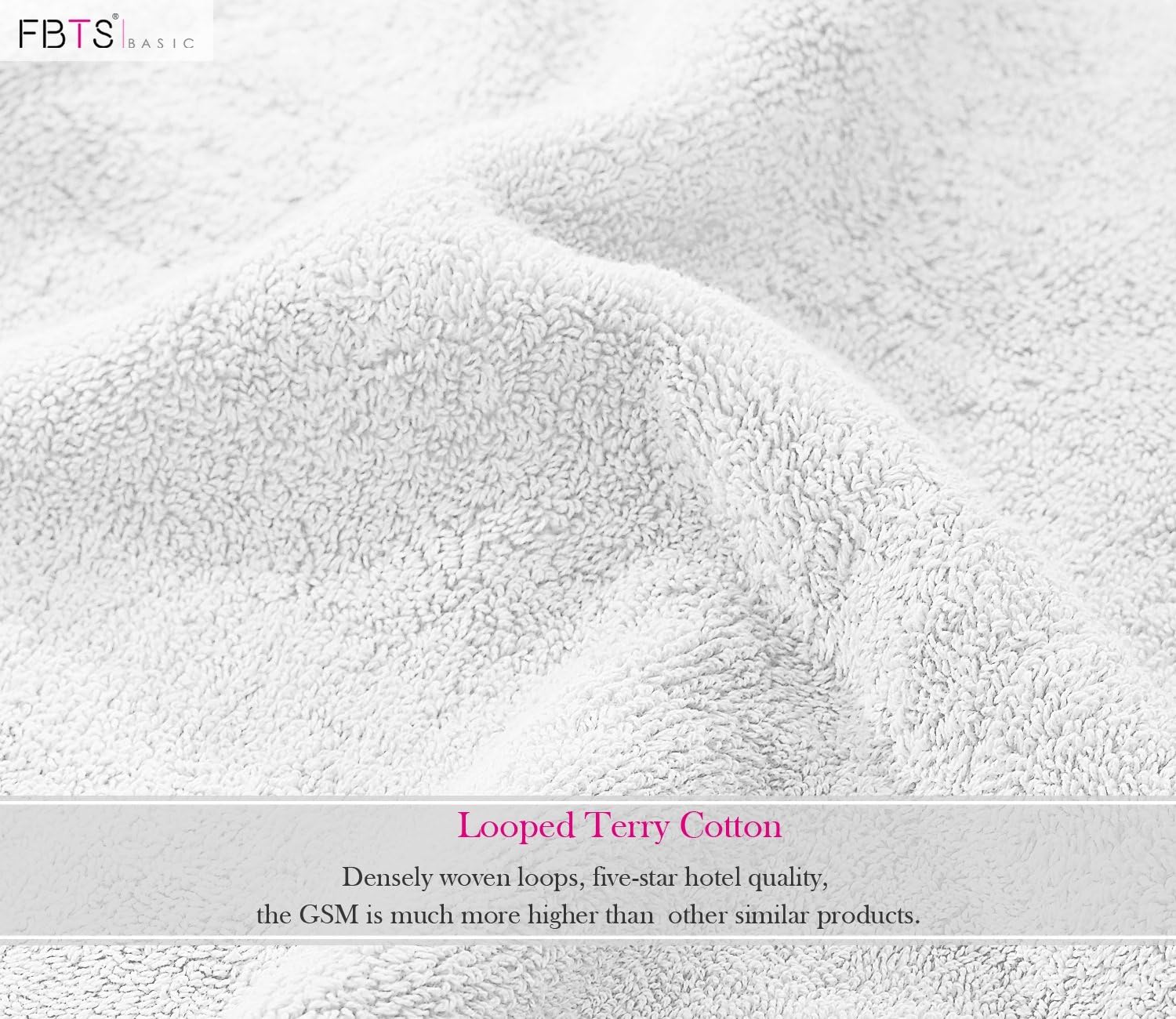 FBTS Basic Bath Sheets 2 Pieces White 52x27 Inch Luxury Towels Highly Absorbent Extra Soft Professional Grade Five-Star Hotel Quality