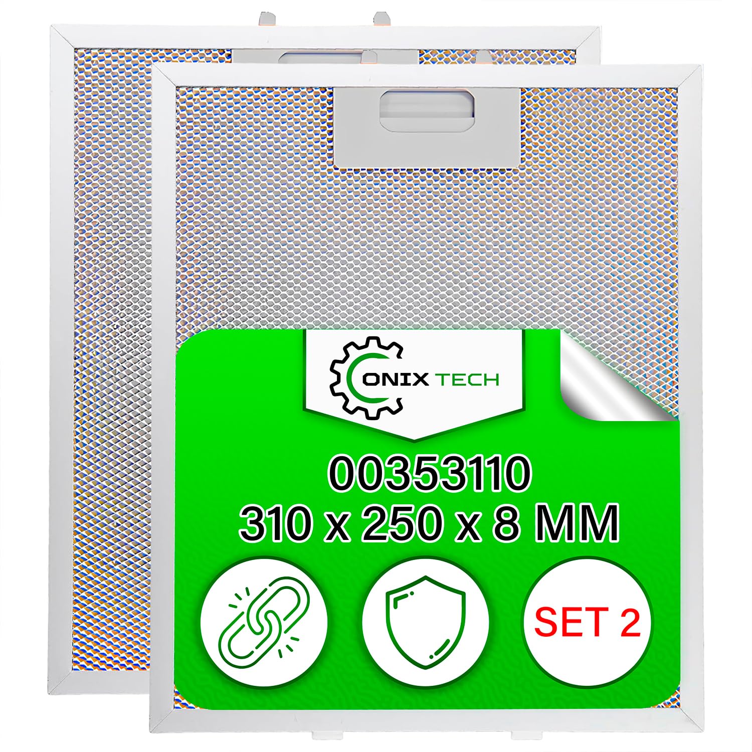 Aluminiumfilter für die Dunstabzugshaube (2, 310 x 250 x 8 mm)
