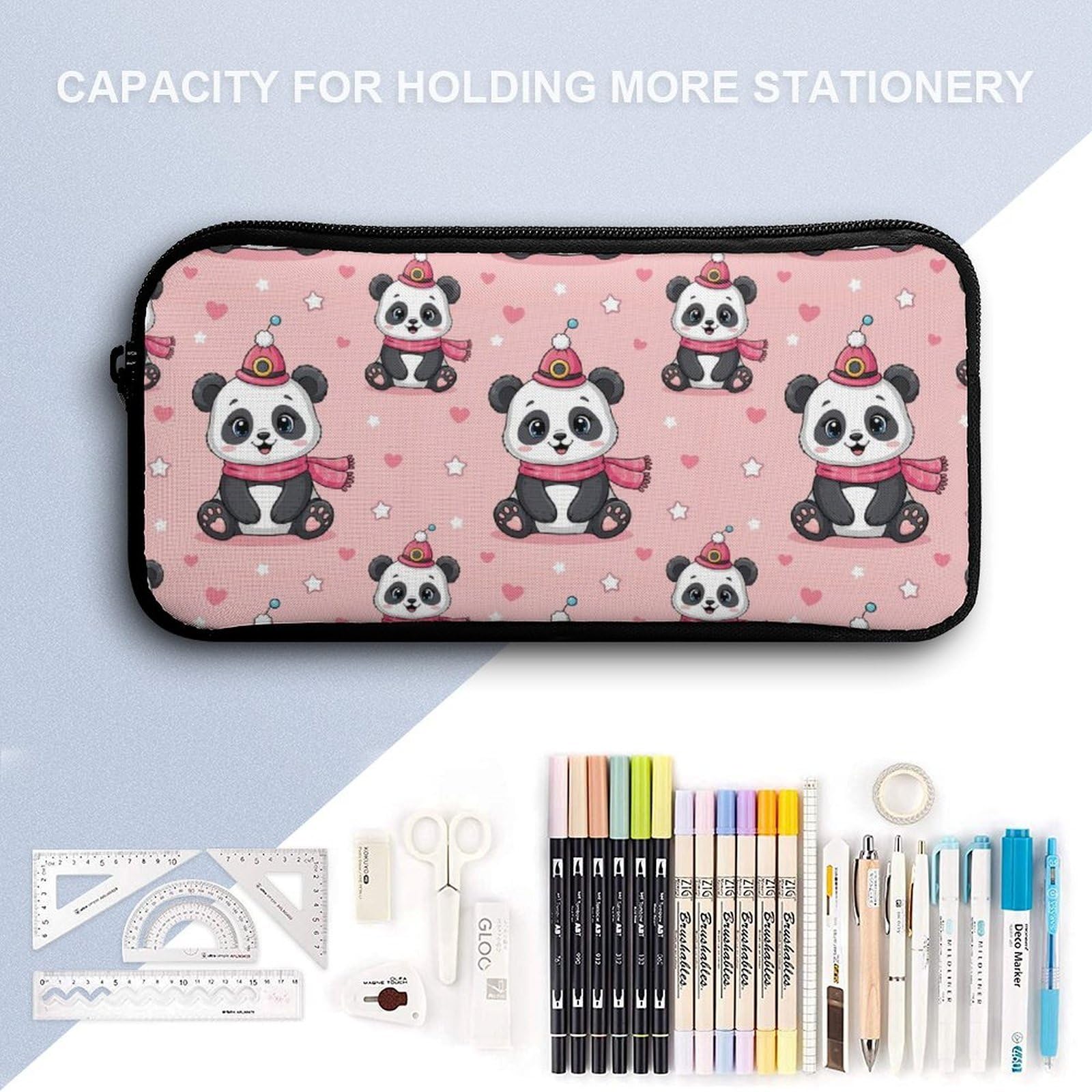 Ensemble sac à dos Panda mignon (10) avec boîte à lunch, trousse de maquillage et accessoires de toilette