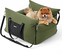 Vista 14 de Lesure Asiento de automóvil para perros pequeños - Asiento elevador suave para perros con bolsillo de almacenamiento y correa de seguridad con clip