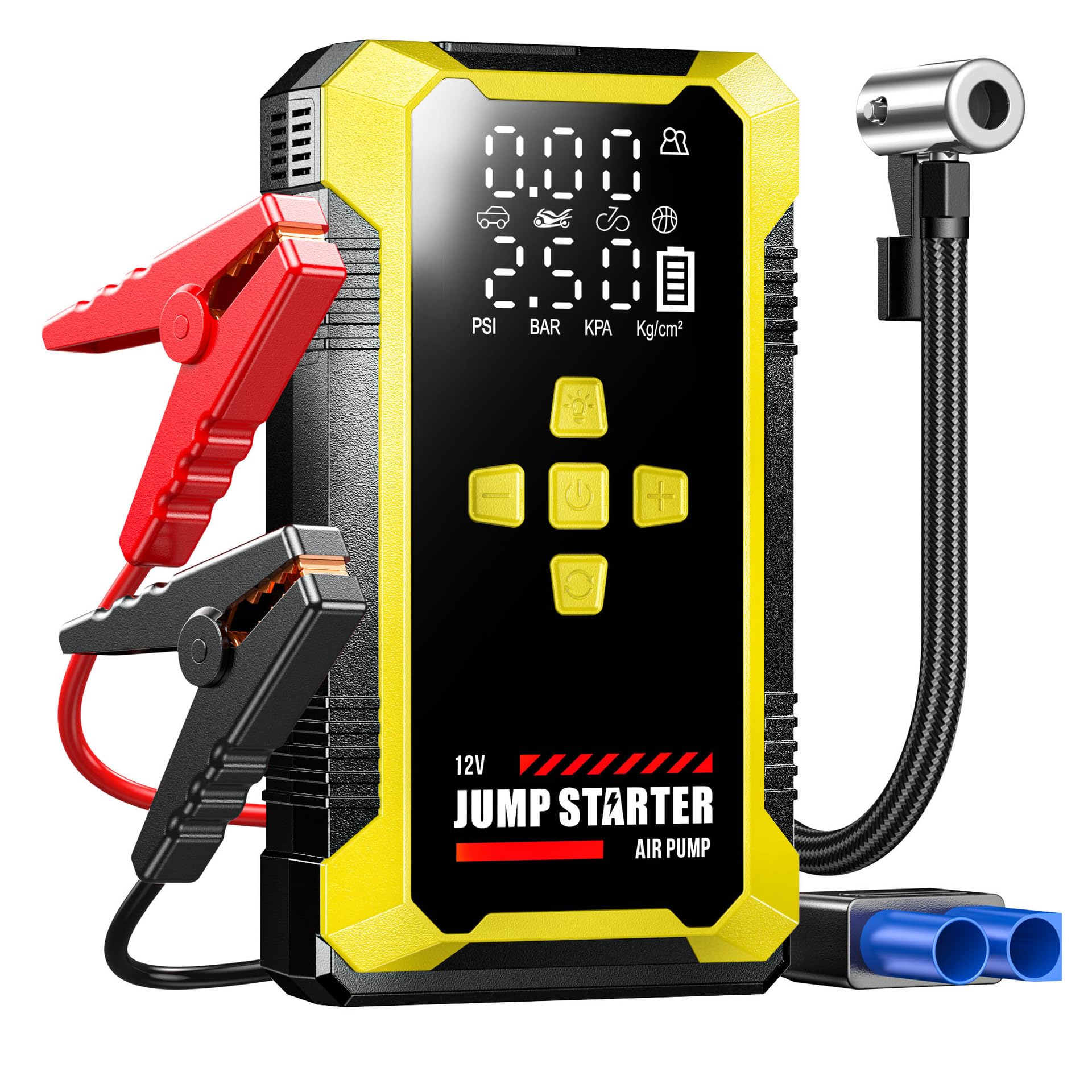 Banco de energía portátil para arrancador de coche con compresor de aire, amplificador de batería de coche e inflador de neumáticos para vehículo de 12 V, fuente de alimentación de emergencia