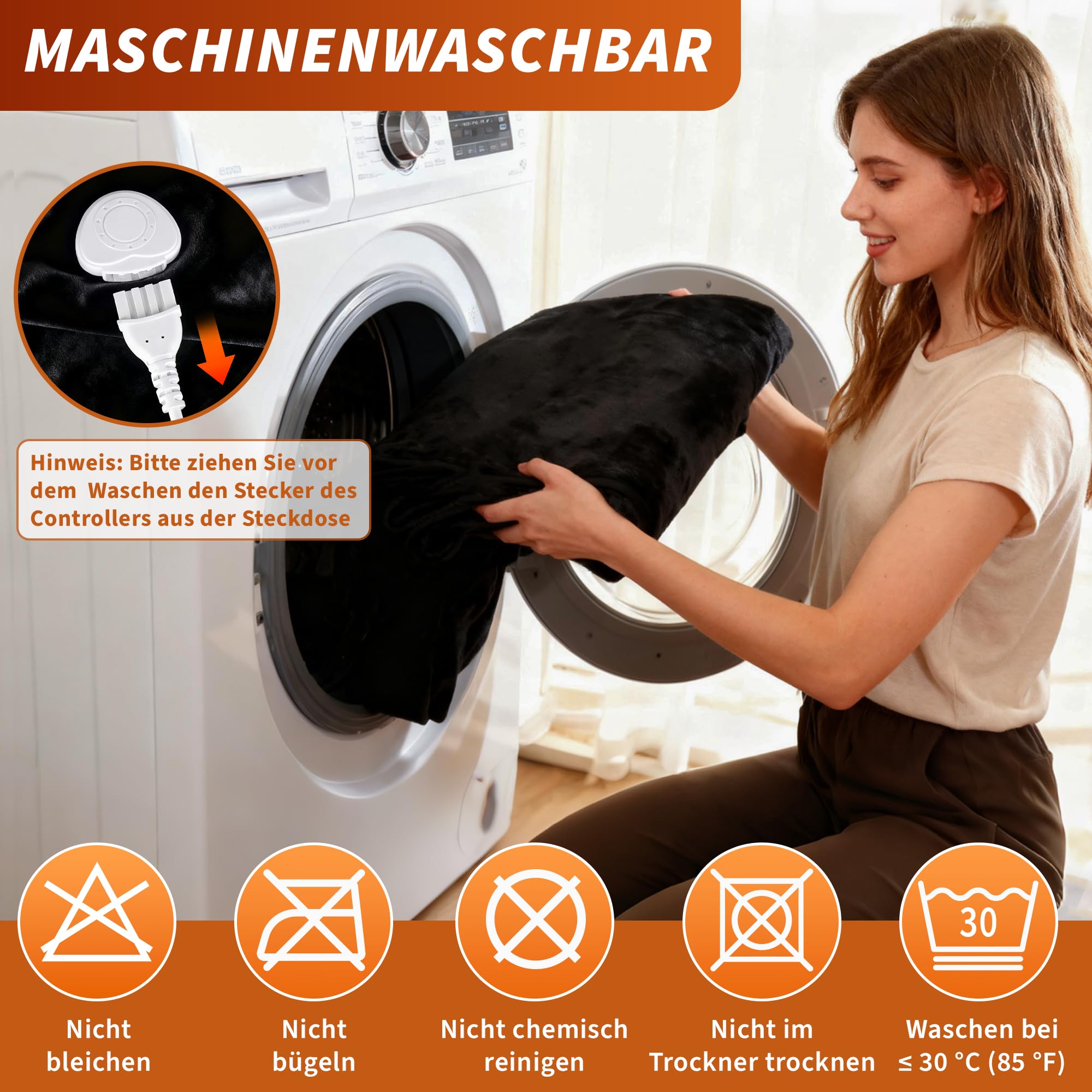 Citybee Heizdecke mit Abschaltautomatik Elektrische Wärmedecke 200x180cm - Beheizbare Kuscheldecke 6 Heizstufen mit 10 Stunden Timer Überhitzungsschutz - Heating Fleece Blanket Waschbar für Bett&Sofa