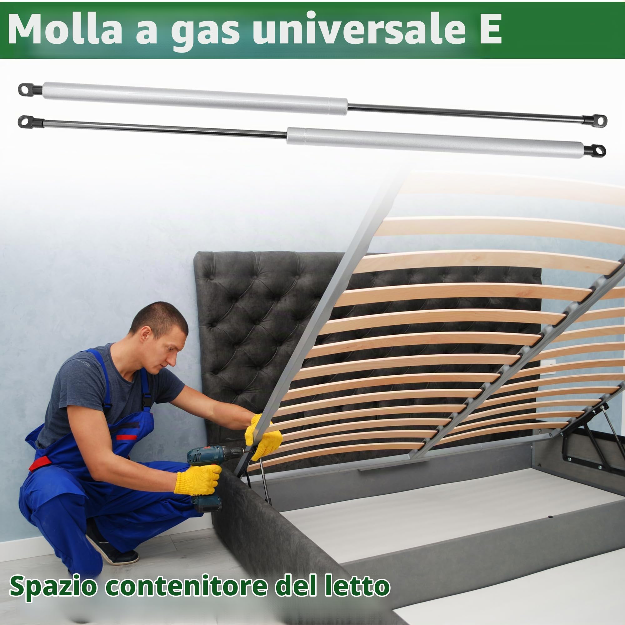 Motoforti Pistoni A Gas 200N Tono Argento 2 Pezzi Per Cofano Auto E Armadio | 600mm/23.62" 200N Acciaio Al Carbonio Per Finestre, Cofano, Baule, Scatola, Botola Barca, Tonneau Pick-Up, Rimorchio