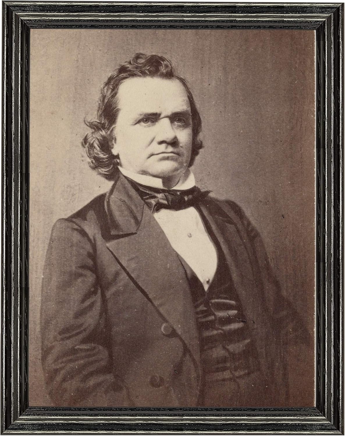 Senator Stephen A. Douglas Photograph in a Black Wood Frame - Historical Artwork from 1860 - (5" x 7") - Gloss