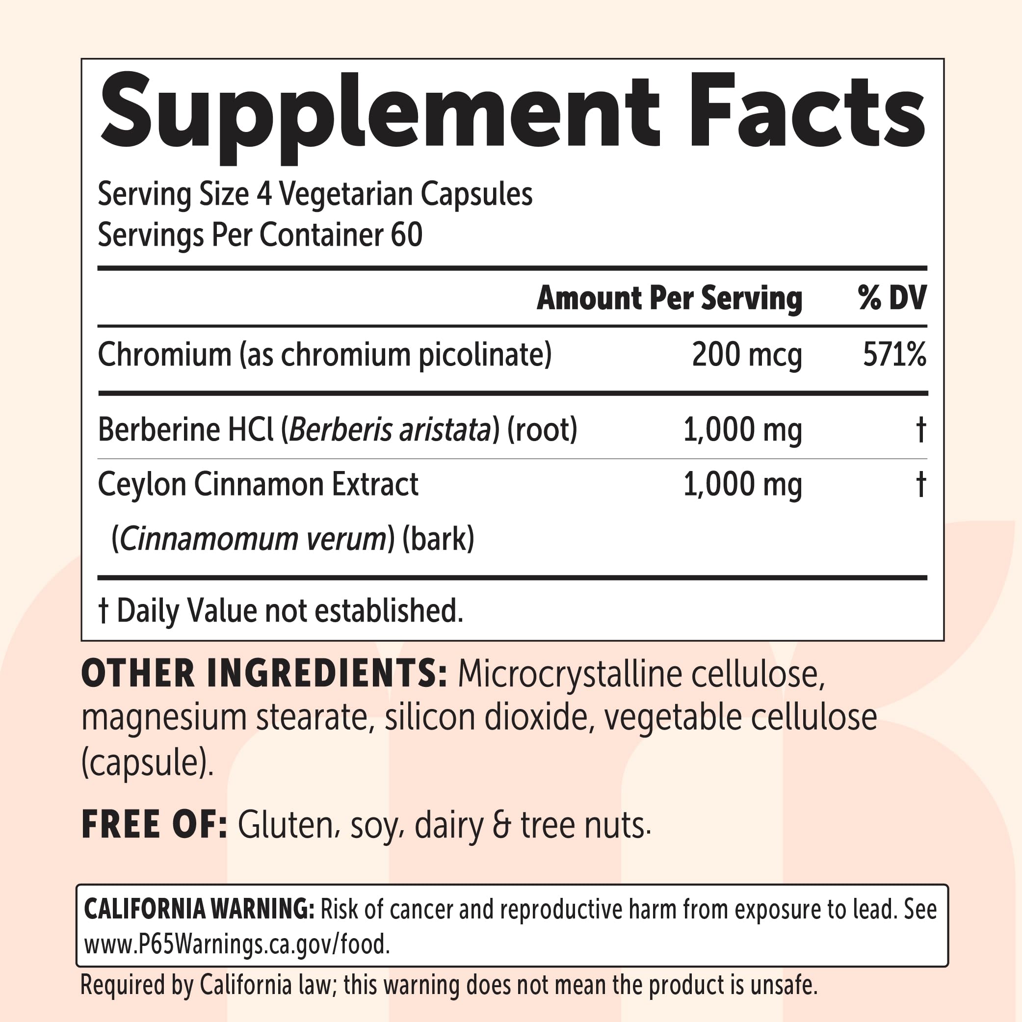 Micro Ingredients Berberine with Ceylon Cinnamon 2,000 mg Per Serving, 240 Vegetarian Capsules | Berberine Supplement with Chromium Picolinate & Ceylon Cinnamon | Non-GMO — Amazon image 6