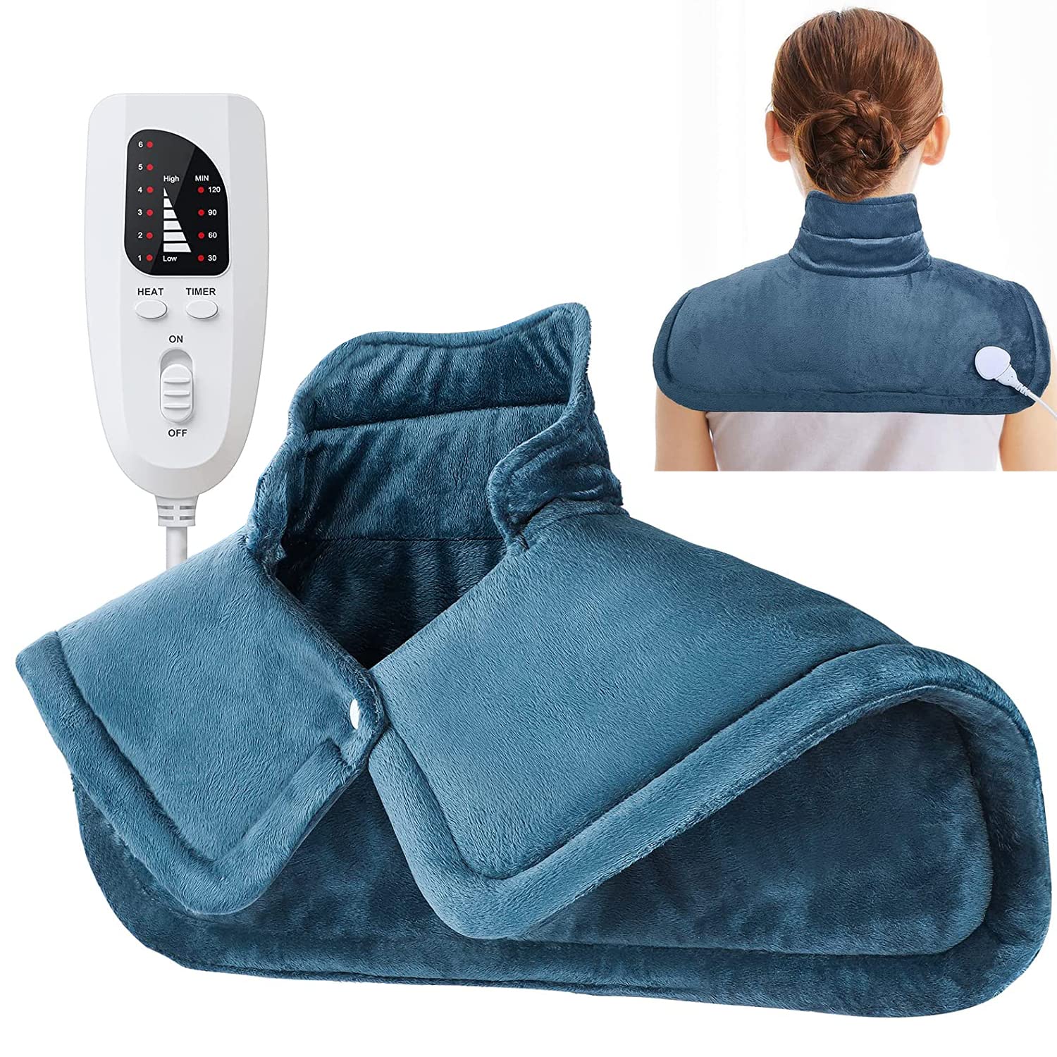 Angju Heating Pad for Neck and Shoulders 42cm x 58cm Heat Pad with 4 Auto Shut Off 6 Heat Settings
