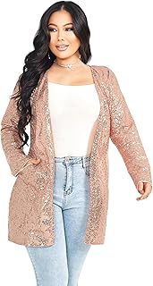 Women's Sequin Jacket Long Sleeve Open Front Blazer Glitter Sparkly Coat...