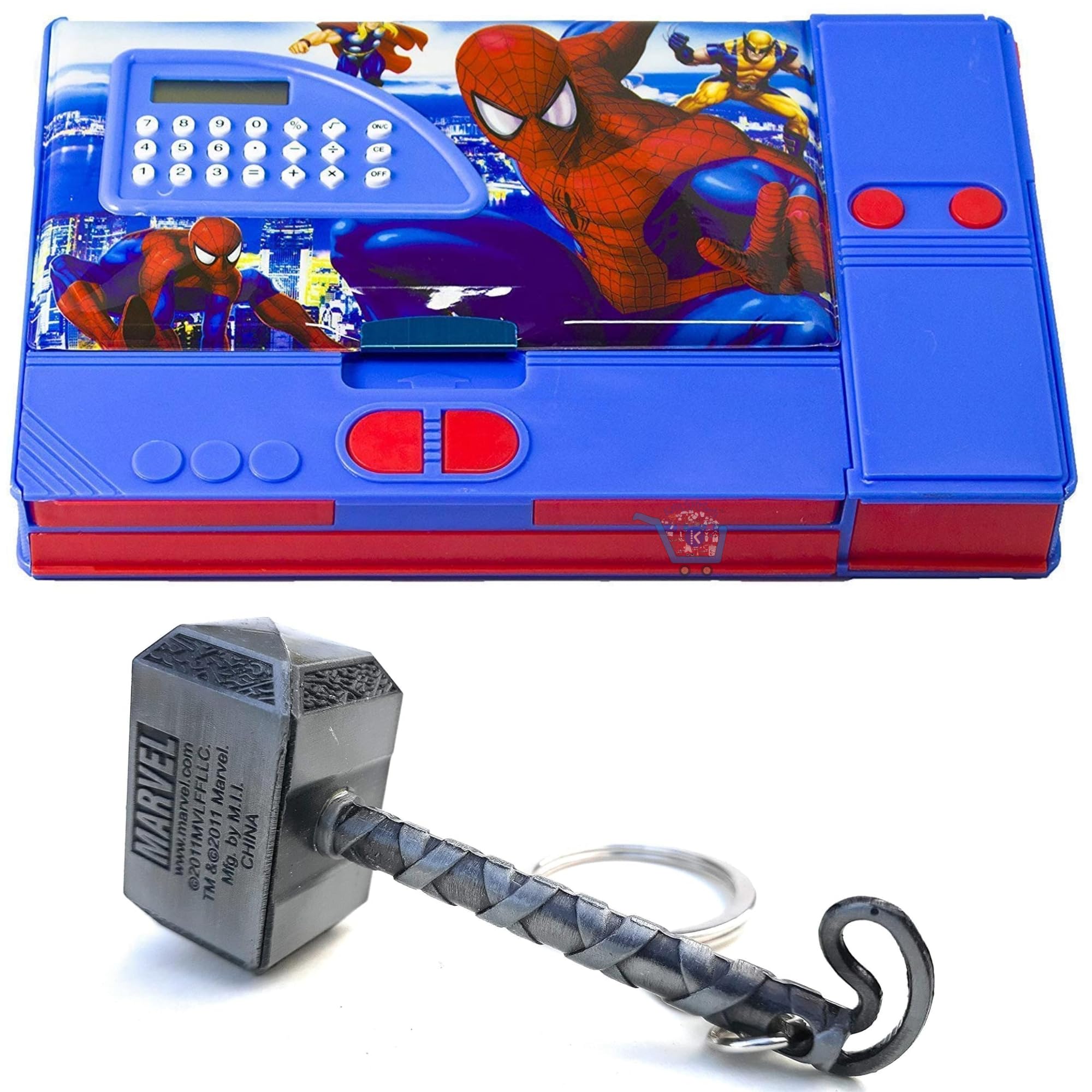 See full amazon price history chart for KartsHiTech® Spiderman Jumbo Pencil Box with Calculator (Multicolour) Spiderman/Avengers Cartoon Character & 1 Pcs of Thor Hammer Key Chain (Combo) KartsHiTech® Spiderman Jumbo Pencil Box with Calculator (Multicolour) Spiderman/Avengers Cartoon Character & 1 Pcs of Thor Hammer Key Chain (Combo) (B0D6RX2SYK) Amazon Price History, Amazon Price Tracker