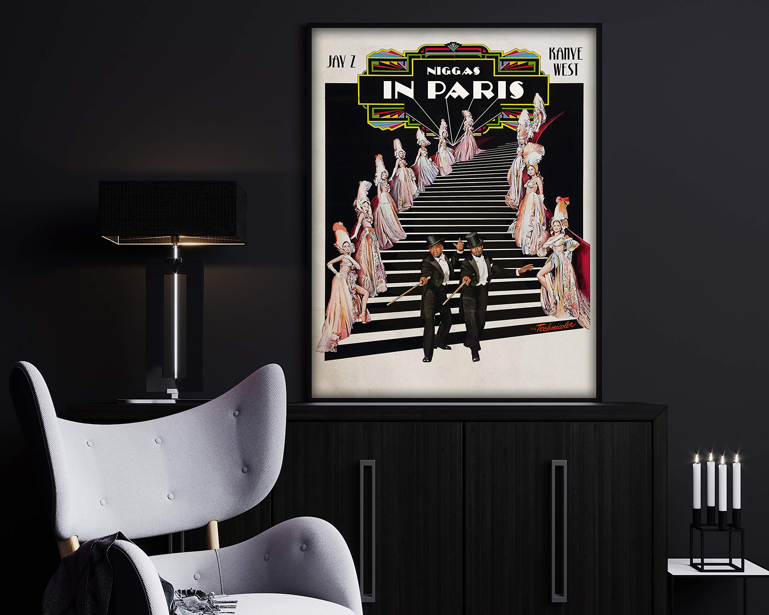 Jay-Z Kanye West Niggas in Paris Retro Music Poster Framed Music