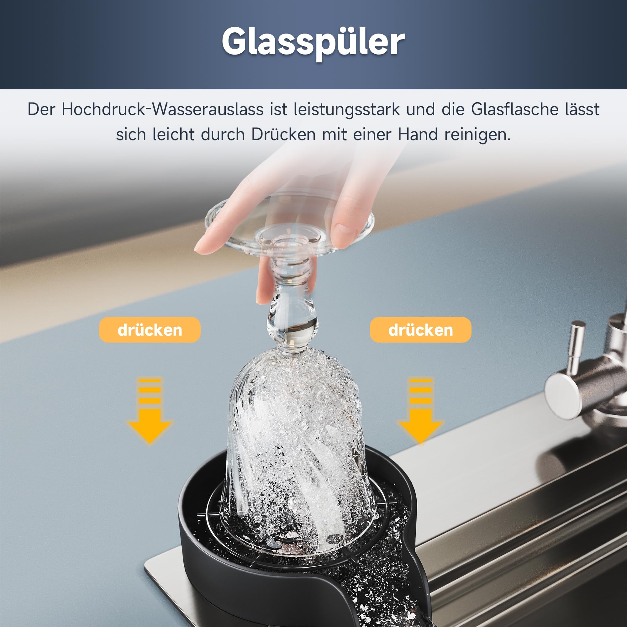 SONNI Küchenspüle 80x45x23cm mit Temperaturanzeige, Wasserfall, Schwarz | Edelstahl Spülbecken mit Wasserhahn, Wasserfilter, Gläserspüler, Abtropfwanne, Seifenspender, Schneidebrett, Ablaufset