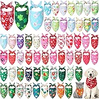 Kigeli 60-Pack Holiday Dog Bandanas - Valentine's, St. Patrick's, Easter Designs for Small Medium Large Pets (31.5 x 21.7 Inch)