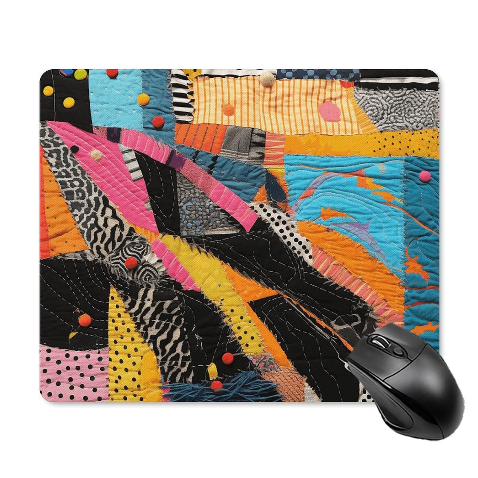 Gaming Mouse Pad Waterproof Mouse Mat with Non-Slip Rubber Base A Colorful Quilt Mice Pads Rubber Non-Slip Mousepads Desk Keyboard Pad for Laptop Computer Office Travel 18 * 22cm