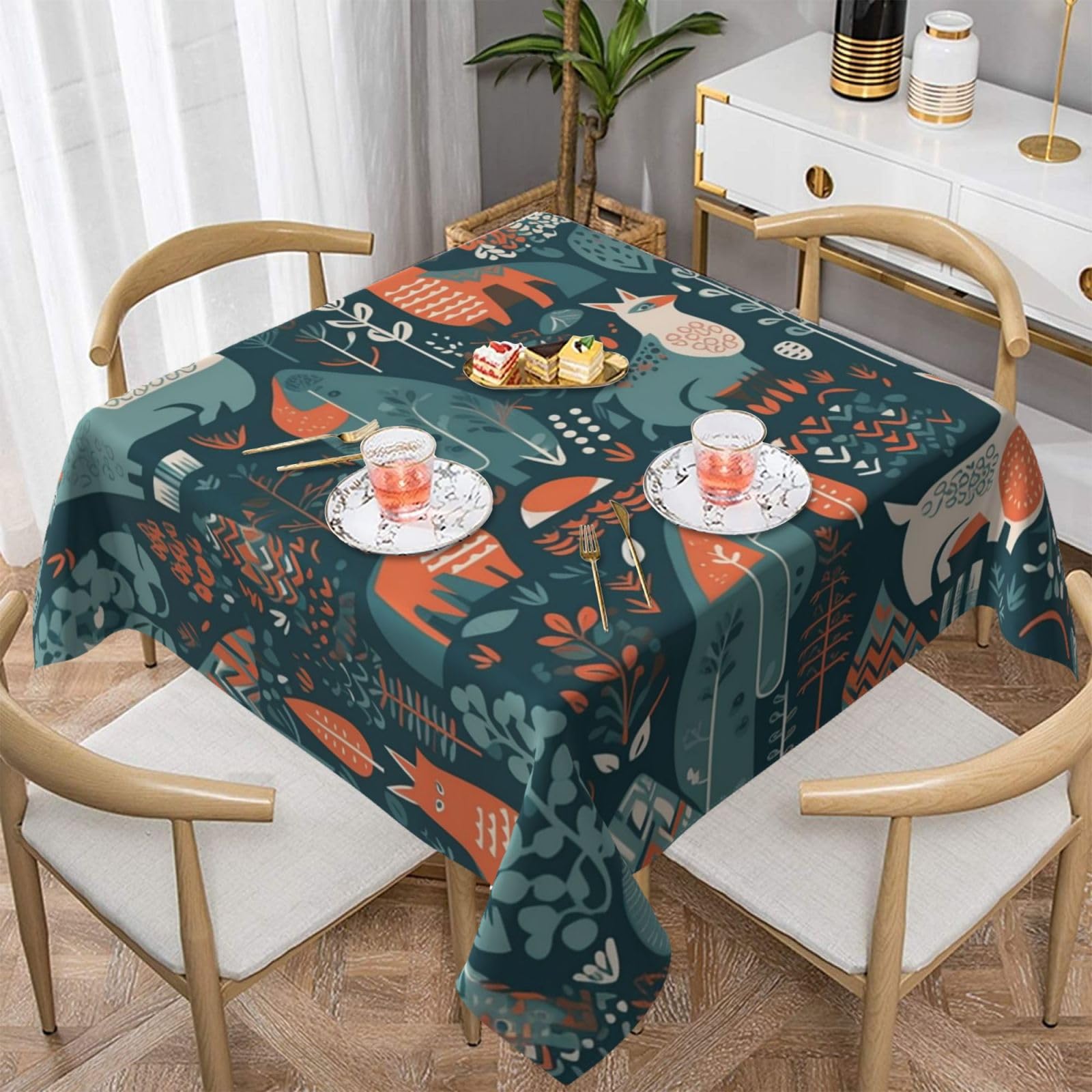 Nappe scandinave carrée pour pique-nique en famille et repas de vacances