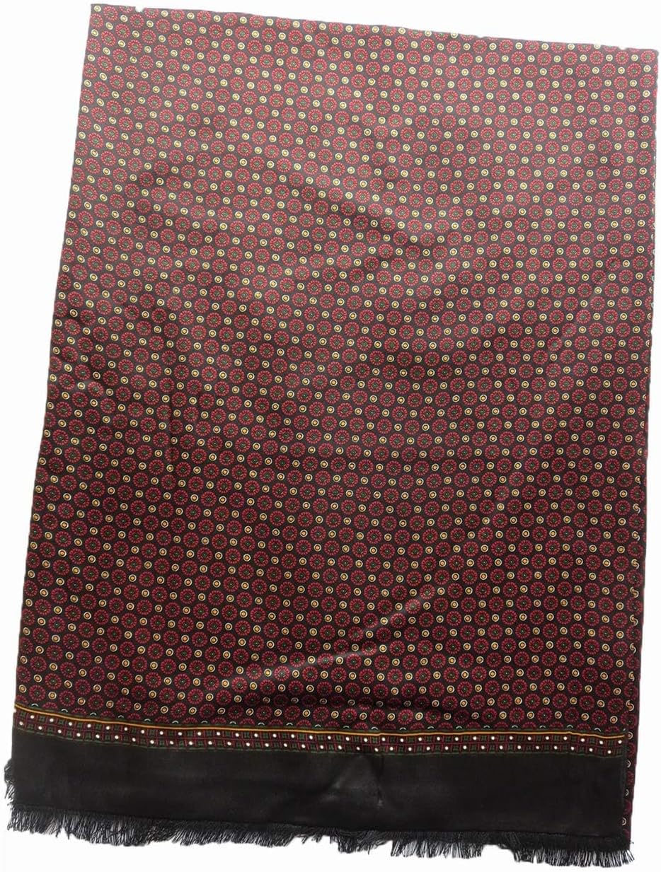 Men's 100 Silk Scarf with Brushed Lining Cold Weather Neck Warmer Fall Winter Fashion Wrap with Tassels 170x28cm