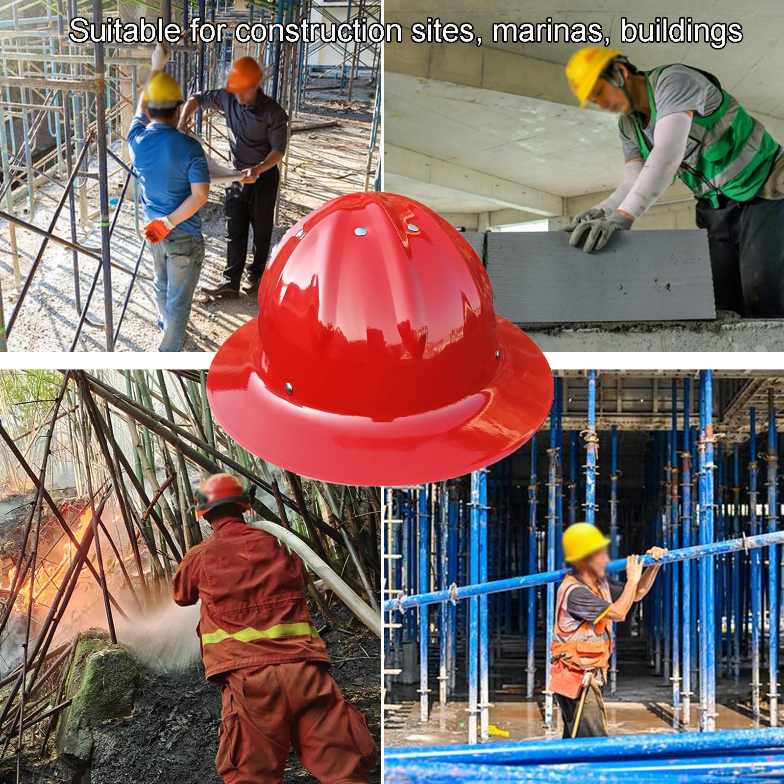 Hard Hats - Casco de aluminio de ala completa de alta resistencia con forro extraíble y borde de perilla ajustable, protección de seguridad duradera para la cabeza