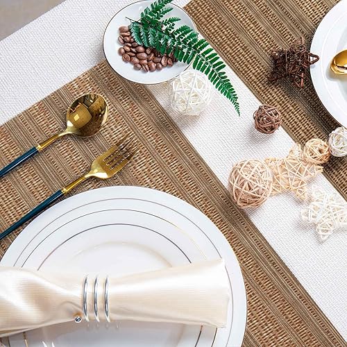 Miniatura 132 de AHHFSMEI Juego de 6 manteles individuales para mesa de comedor, manteles individuales de vinilo tejido de plástico, antideslizantes, aislamiento