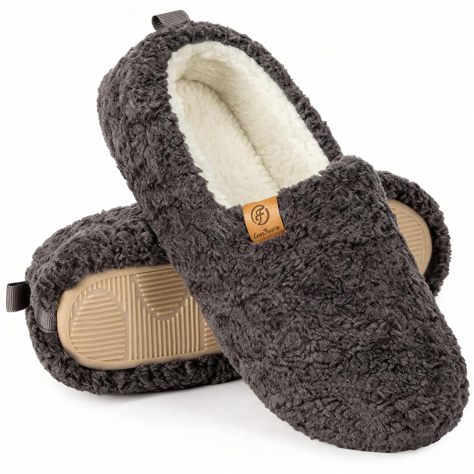 EverFoams Damen Winter Warme Hausschuhe Kunstwolle Memory Foam Geschlossen Pantoffeln