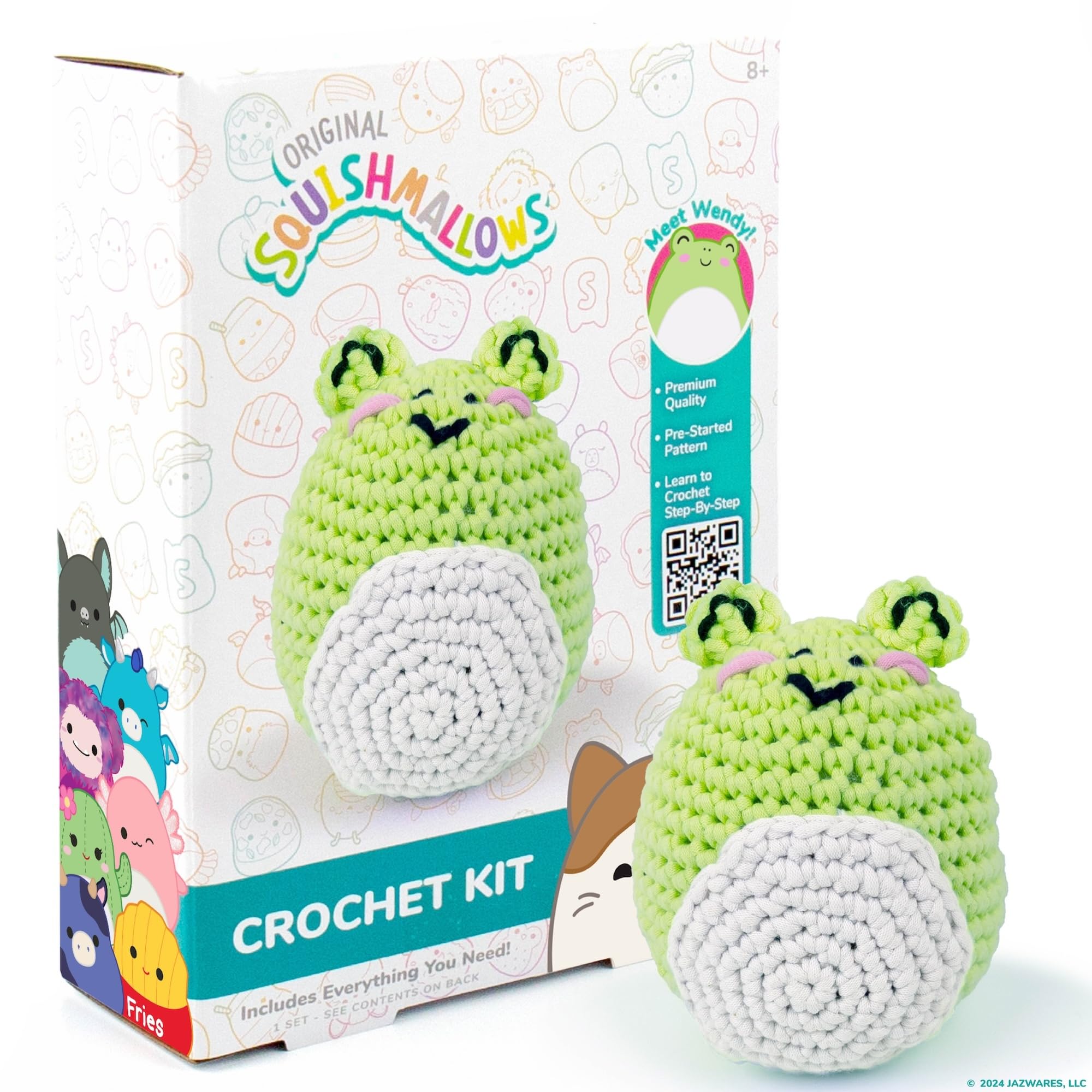 Squishmallow Original Wendy The Frog Crochet Kit, Includes Yarn, Crochet Hook, Starter Hooks, Step-by-Step Tutorials, Exclusive Crochet Kit, DIY Craft, Crochet Kits, Great Teen Gifts