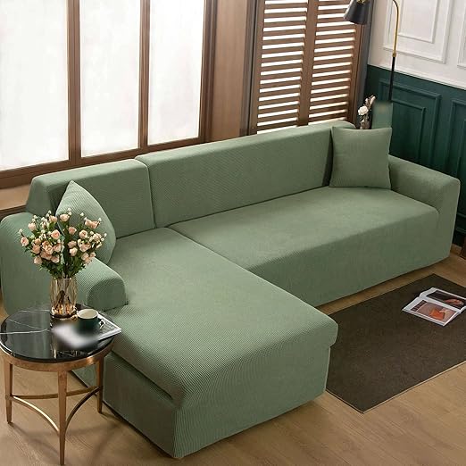 Stretch Sofa Cover L Shape,2 Piece Sectional Couch Cover Jacquard