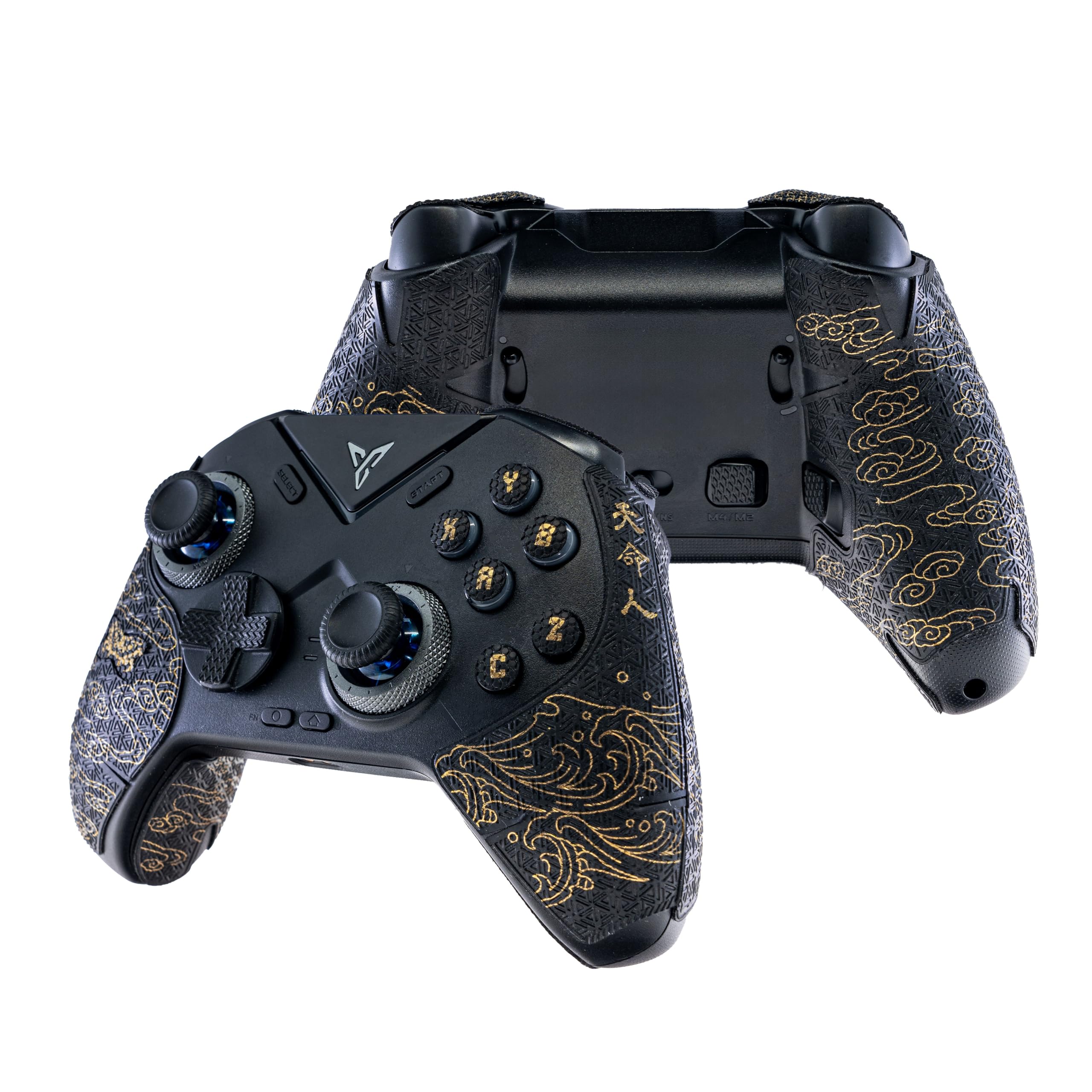 Controller Grips, Skin kit,Anti-Skid, Multi-Texture, Sweat Absorption, Pre-Cut Grips Tape, (Black & Gold, for FLYDIGI Vader 3 PRO / 4 PRO & APEX 3/4)