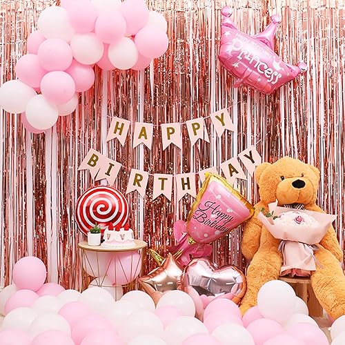 Miniatura 5 de QRabbit Paquete de 4 cortinas de flecos de papel de aluminio morado, serpentinas metálicas de oropel para fiesta, telón de fondo brillante para