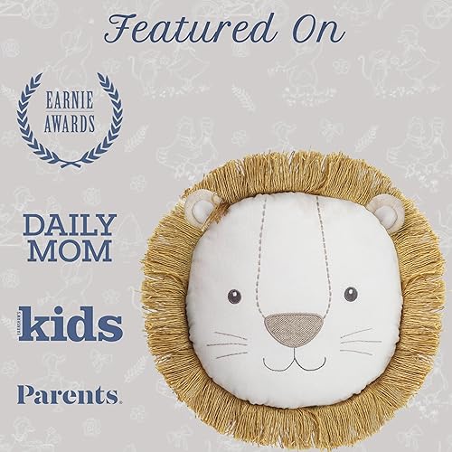 Miniatura 5 de MON AMI Leopold Lion Almohada Decorativa – 14" Almohada de Peluche de Animal de Peluche para Abrazar, Cojín Decorativo para Guardería Infantil