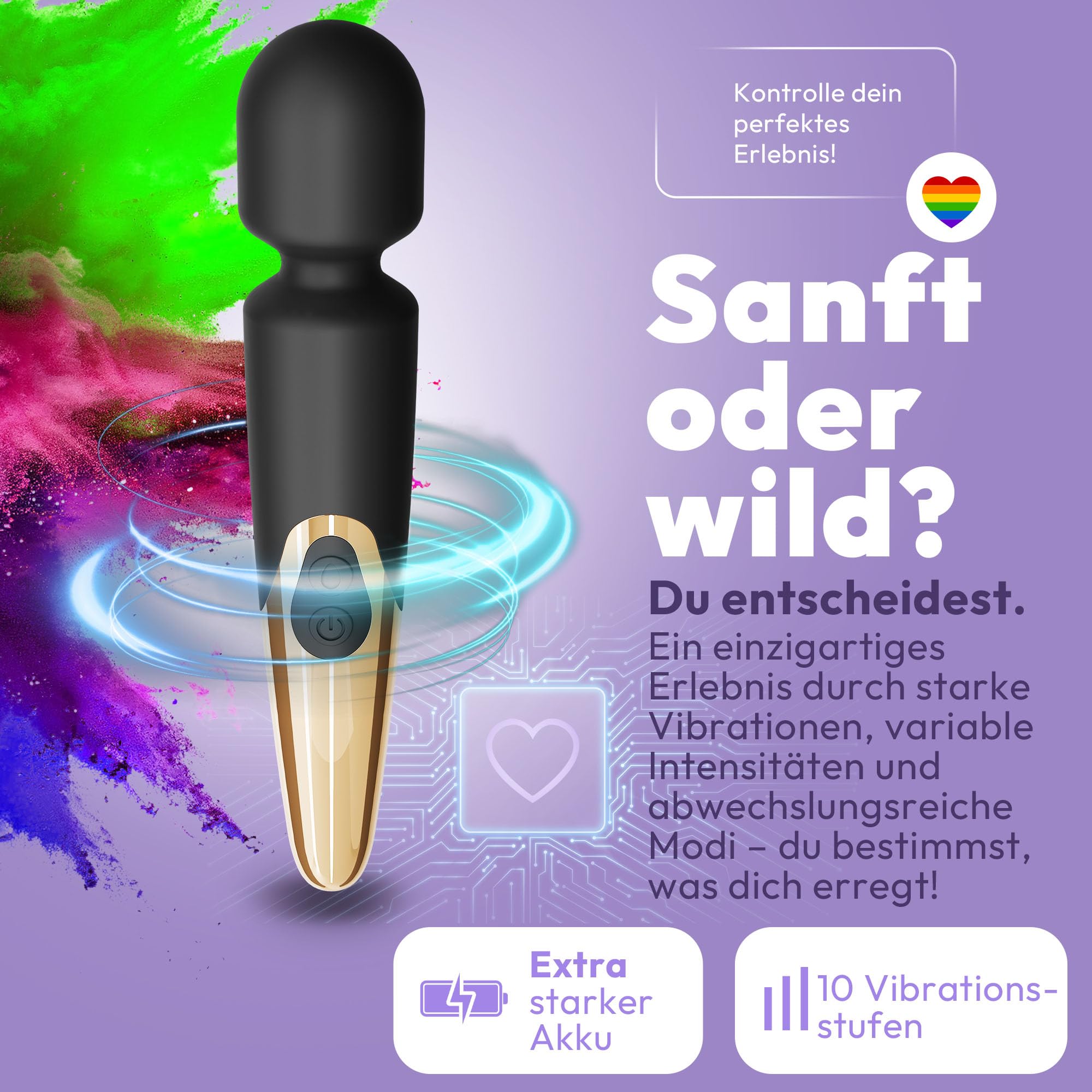 Magic Wand Vibrador Inalámbrico para Mujeres – Varilla de masaje con estimulación del clítoris y batería – 10 modos, juguete sexual para parejas y solos