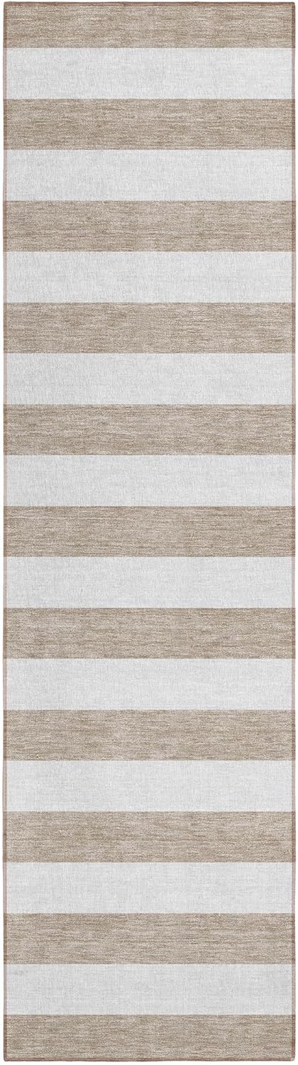 Addison Rugs Chantille ACN528 Brown 2'3" x 7'6" Indoor Outdoor Hallway Runner Rug, Stain Resistant Washable Kitchen Area Carpet for Bathroom, Laundry and Bedroom