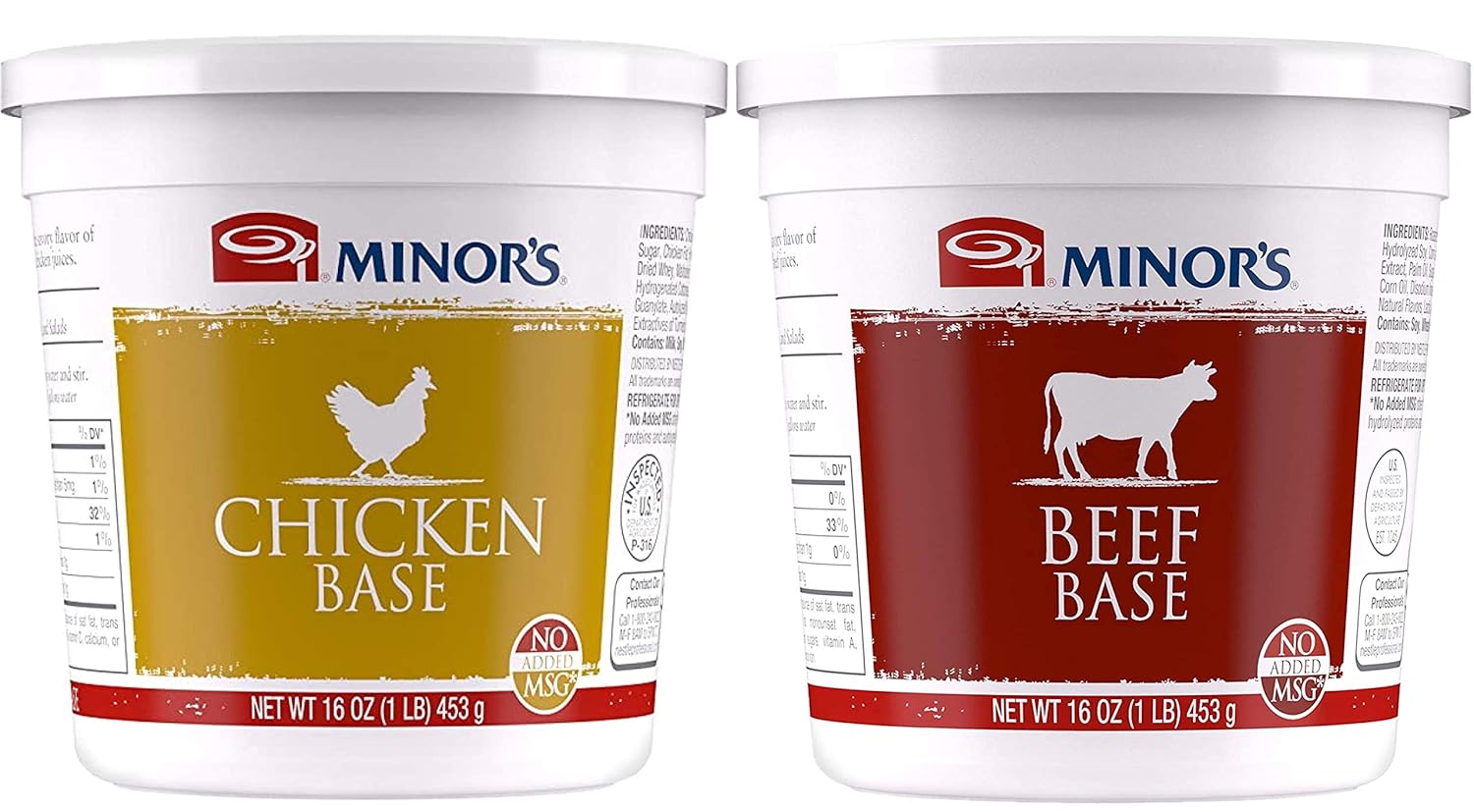 Minor's Chicken Base & Beef Base, 16 Oz Tubs Grocery