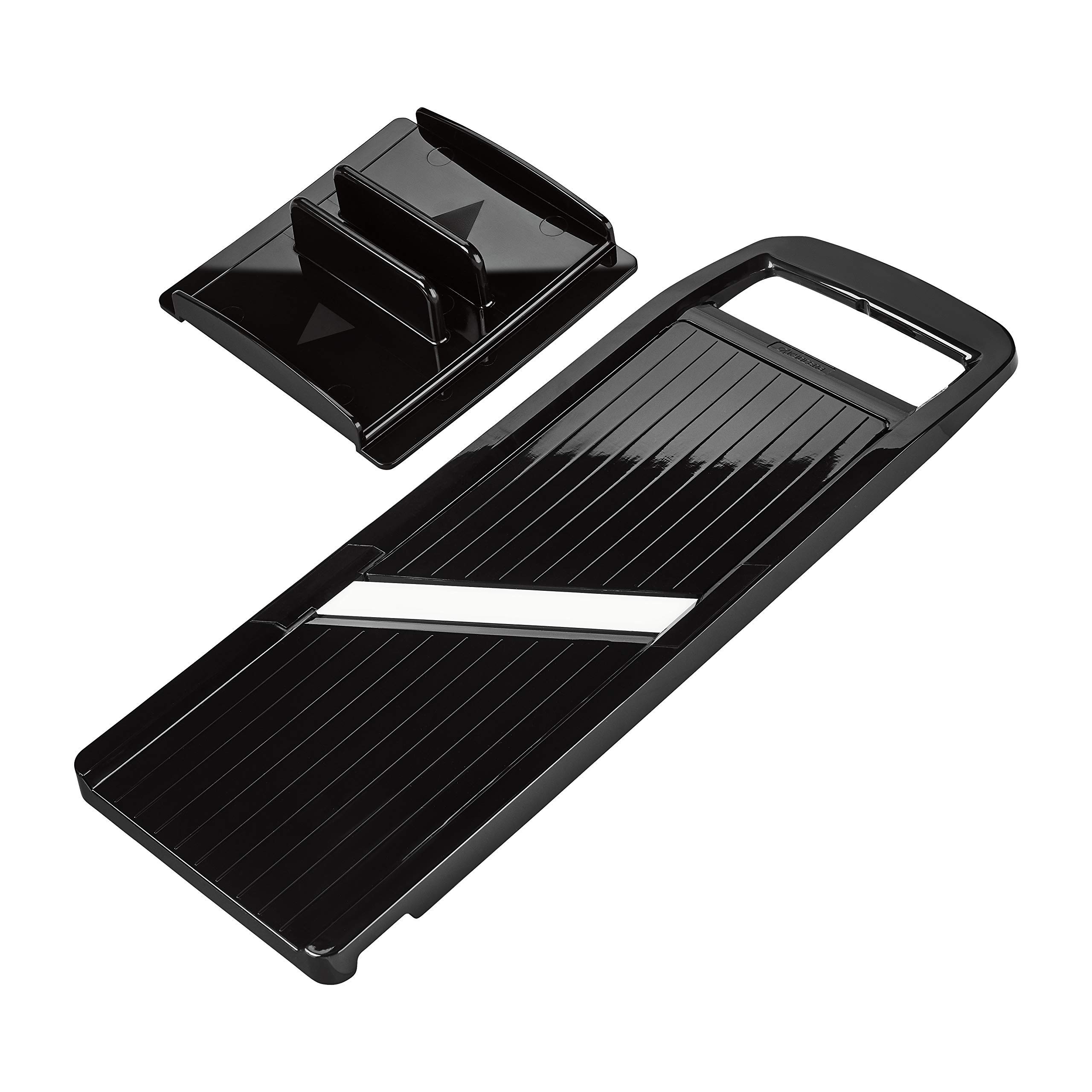 Kyocera Keramik Universalhobel Gross, 4 Schnittdicken, Schwarz, Extra scharfe Keramik-Klingen, Gemüsehobel mit Fingerschutz, Kunststoffrahmen, Küchenreibe Hand, Gemüsehobel verstellbar | Gemüsehobel verstellbar, Fingerschutz, Kunststoffrahmen (ABS), schwa