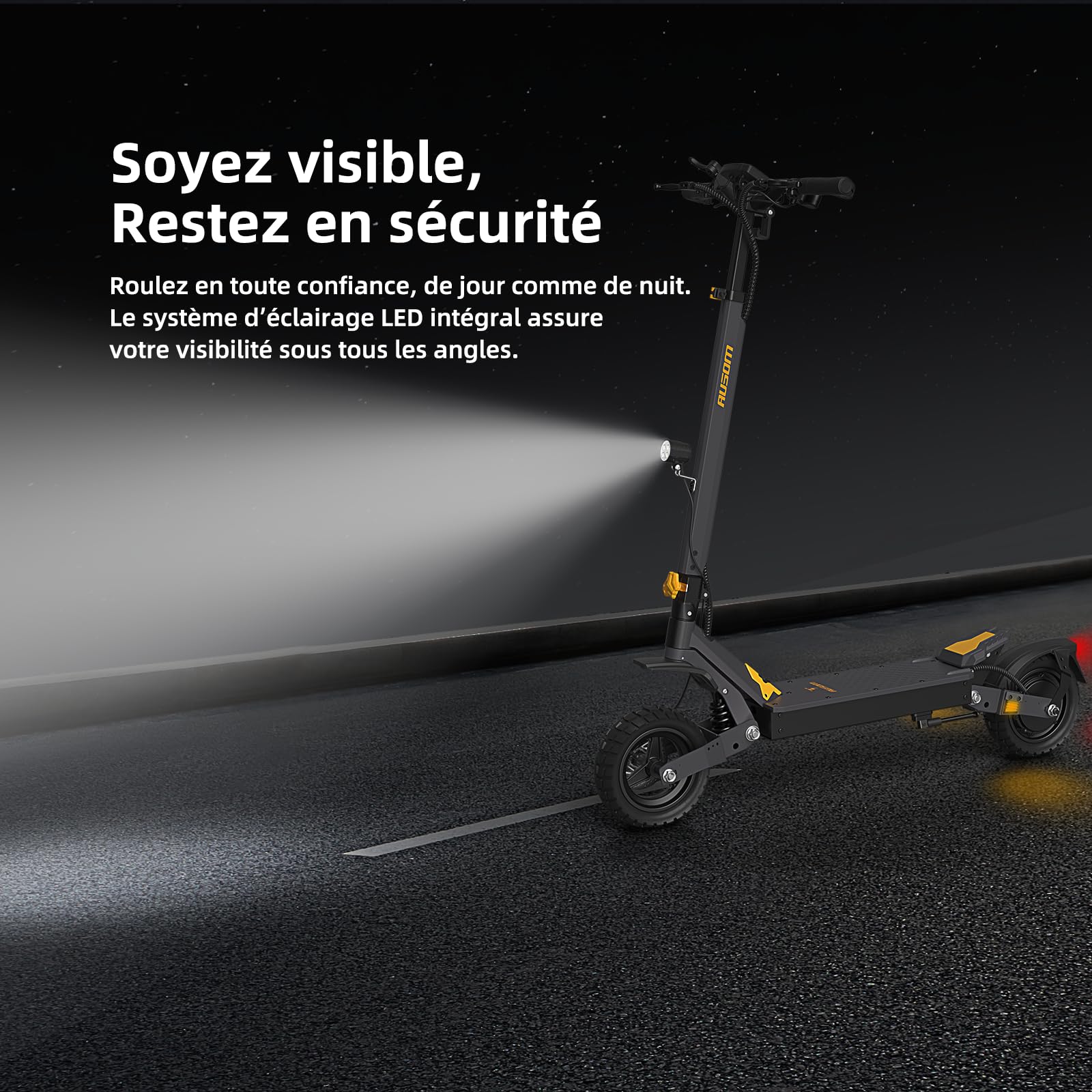 Trottinette électrique Ausom L1, Batterie 48V 15.6Ah, Moteur Puissant 800W, Trottinette électrique Pliable pour Adulte
