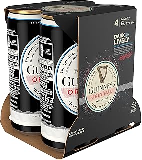 Guinness Original Extra Stout | 4.2% vol | 4 x 440ml Beer Cans| Medium & Balanced | Bitter & Sweet | Rich Creamy Head | Crafted from Quality Malt | Hops & Irish Barley