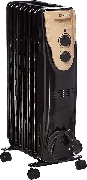 سعر ومواصفات دفاية زيت من بلاك اند ديكر، 1500 وات من 7 ريش، لون اسود، مع ضمان لمدة عامين Black-OR070D-B5 (B07QQ7L6DG) على Amazon EG