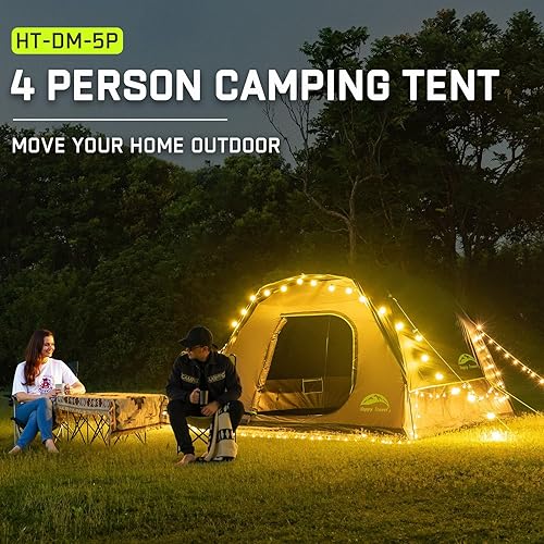 Miniatura 4 de Happy Travel Camping Tent, 46 Person Dome Tents for Camping with Rainfly, Waterproof Clip Easy Setup Portable Family Tent with Mesh Windows, 20%