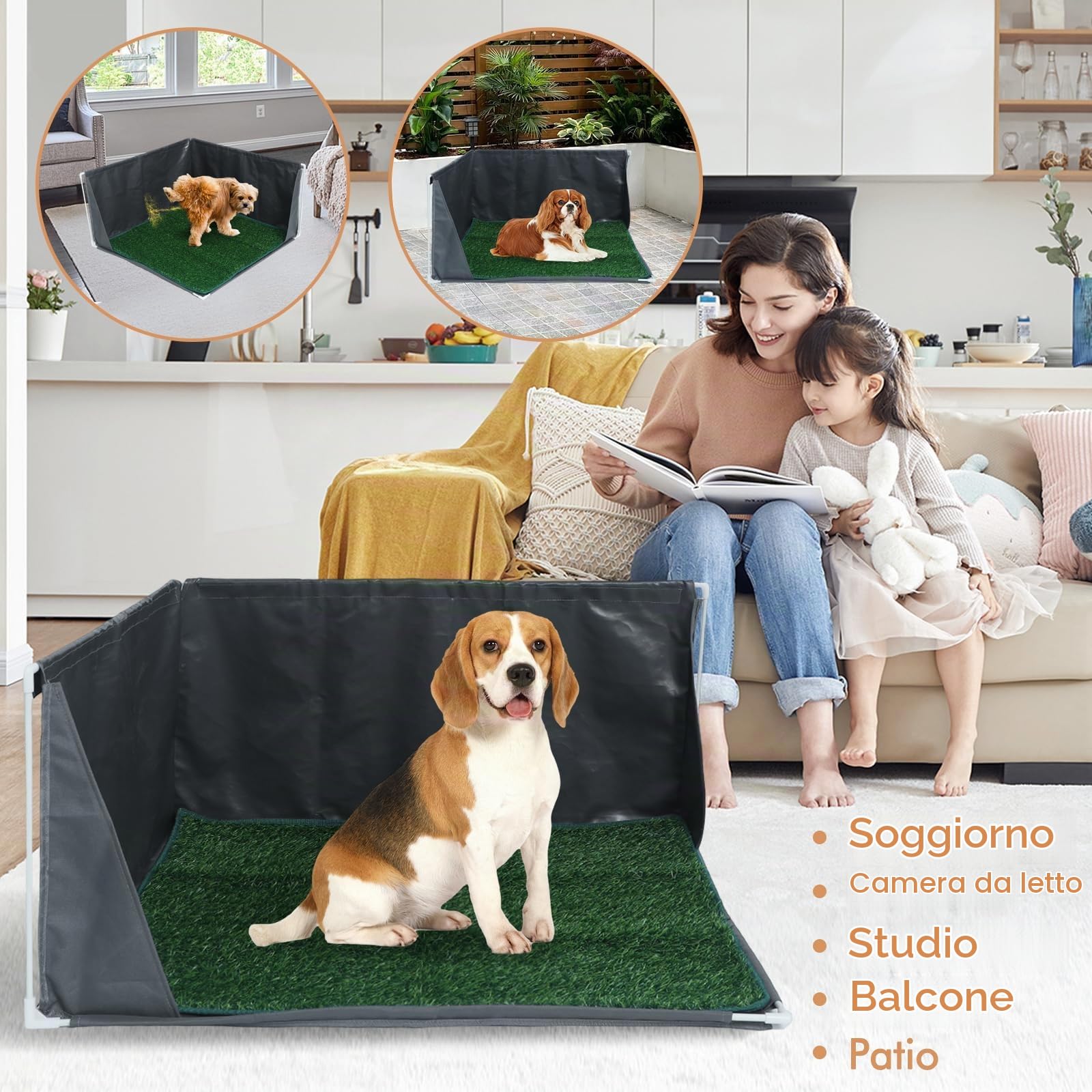 Dog Pee Pad Holder con pareti alte | Lettiera portatile per cani, per vasino interno, a prova di schizzi, anti-fuoriuscite, per cuccioli con erba erbosa