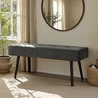 Vista 20 de Banco de entrada, banco beige para dormitorio, moderno extremo otomano de cama, bancos acolchados de pana para sala de estar, vestíbulo, vestíbulo